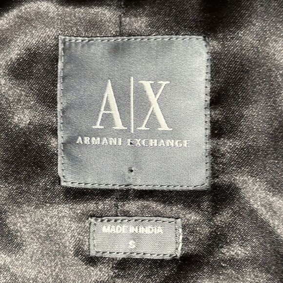 Armani Exchange Charcoal Leather Suede Moto Bomber Jacket Fur Collar Satin Back - Picture 13 of 15